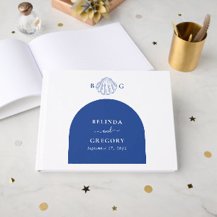 Blue Clam Seashells Coastal Seaside Beach Wedding Guest Book
