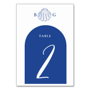 Blue Clam Seashells Coastal Seaside Beach Wedding Table Number