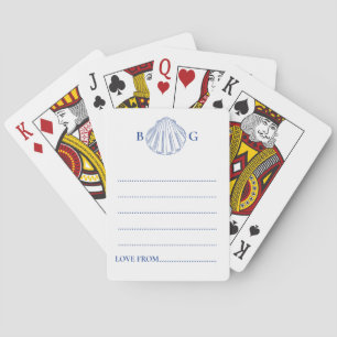 Blue Clam Seashells Coastal Wedding Guest Book Playing Cards