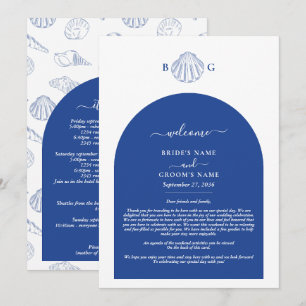 Blue Clam Seashells Coastal Wedding Itinerary Programme