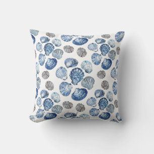 Blue Clam Shells Pattern Cushion