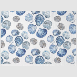 Blue Clam Shells Pattern Tissue Paper