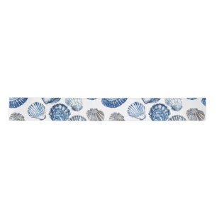Blue Clam Shells Pattern Tissue Paper Satin Ribbon