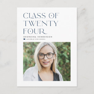 Blue Class of 2022 Modern Minimalist Graduation Postcard