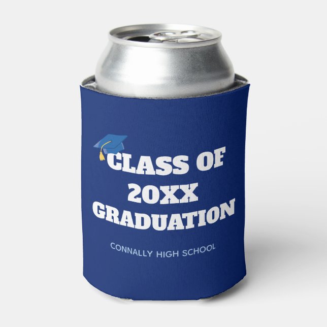 Blue Class of 2025 Custom School Graduation Can Cooler (Can Front)