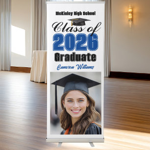 Blue Class of 2026 Graduate Photo Graduation Retractable Banner
