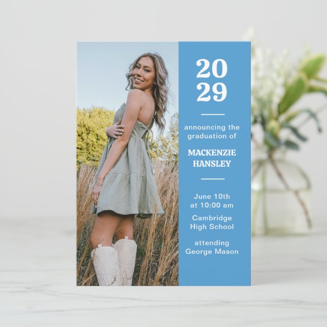 Blue Class of 2026 Graduation Announcement (Standing Front)