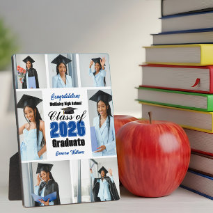 Blue Class of 2026 Graduation Collage Photo Plaque