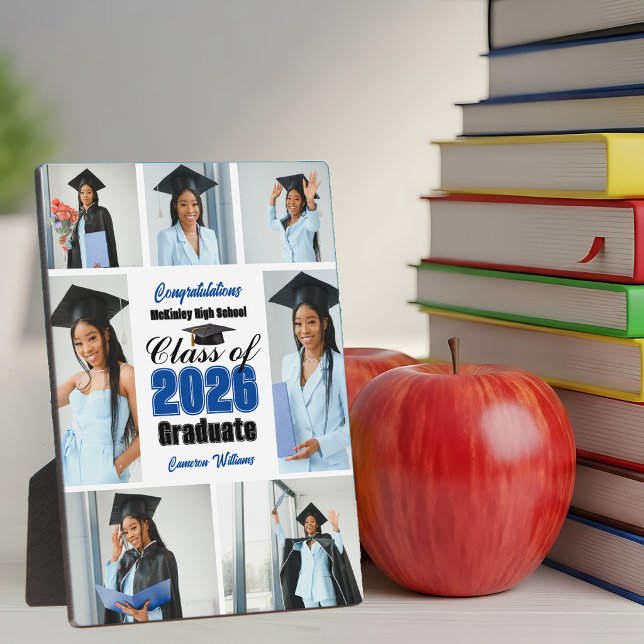 Blue Class of 2026 Graduation Collage Photo Plaque (Creator Uploaded)
