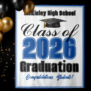 Blue Class of 2026 Graduation Party Photo Booth Tapestry