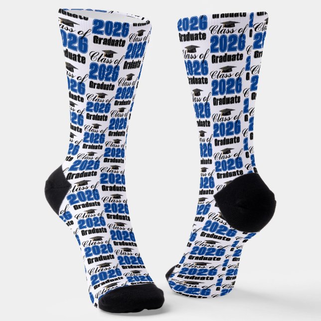 Blue Class of 2026 Graduation Socks (Angled)