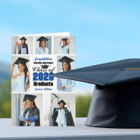 Blue Class of 2026 Photo Collage Folded Graduation