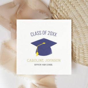 Blue Class of Cap & Tassel Graduation Napkins