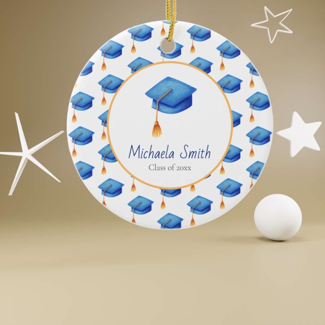Blue Class of Graduation Christmas Ceramic Tree Decoration (Creator Uploaded)