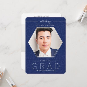 Blue Class of YEAR Graduation Photo Invitation