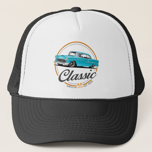 Blue Classic 1955 Street Rod Trucker Hat (Front)