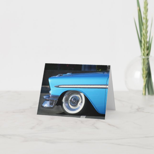 Blue classic car notecard (Front)