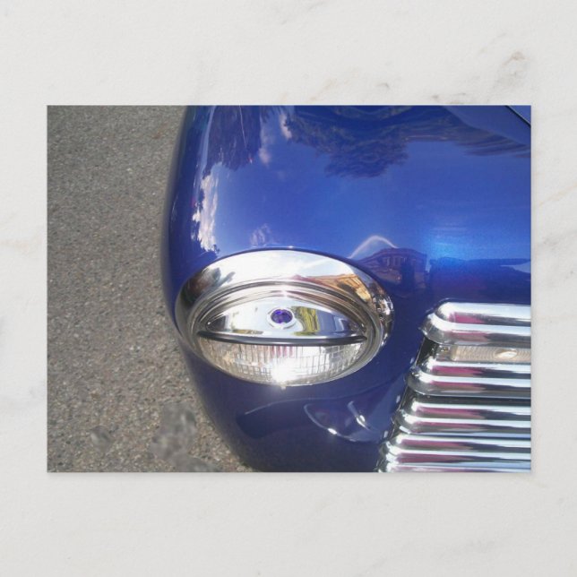 Blue Classic Car Postcard (Front)