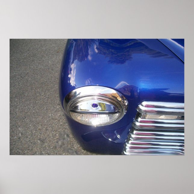 Blue Classic Car Poster (Front)