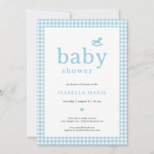 Blue Classic Gingham Baby Shower Invitation