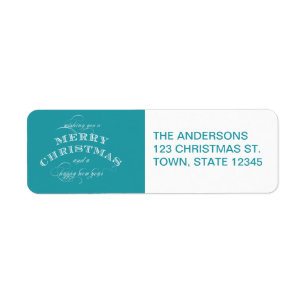 BLUE CLASSIC MERRY CHRISTMAS RETURN ADDRESS
