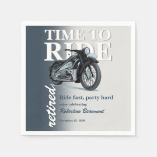 Blue Classic Motorbike Ride Fast Retirement Party Napkin