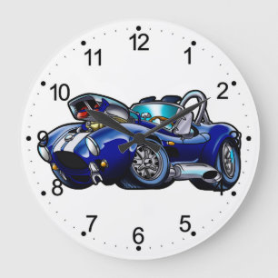 Blue classic muscle car  Choose background color Large Clock