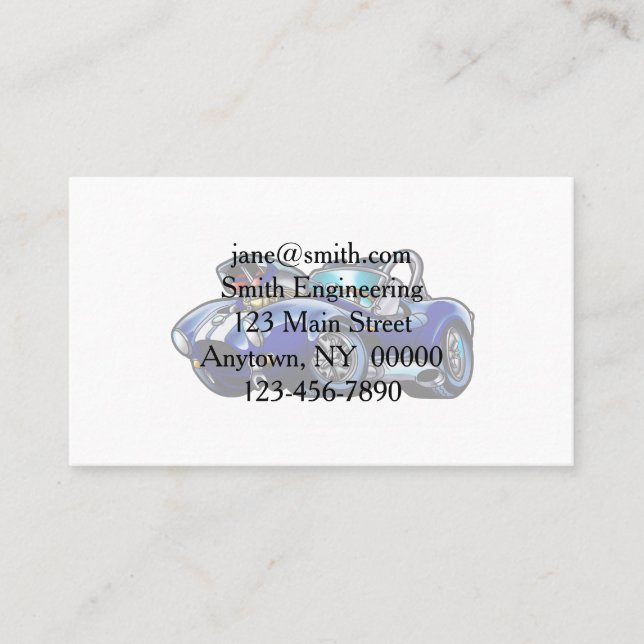 Blue classic muscle car |Choose background colour Business Card (Front)