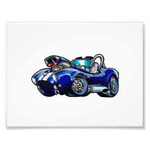 Blue classic muscle car  Choose background colour Photo Print