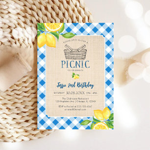 Blue Classic Picnic Birthday Invitation