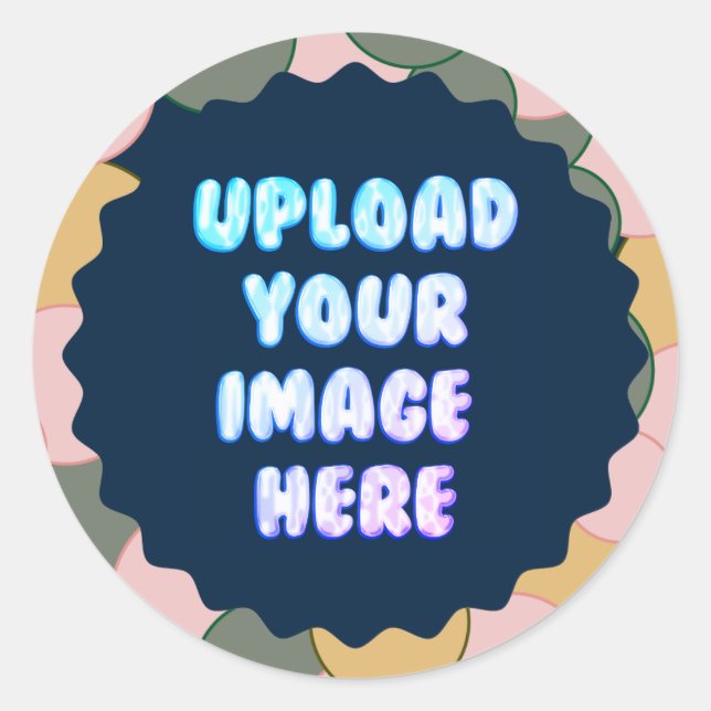 Blue Classic Round Sticker with a Business Logo (Front)