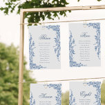 Blue Classic Seating Chart Card Vintage Floral<br><div class="desc">Dusty Blue Classic Vintage Floral Garden Wedding Table Number Seating Charts Card with Guest Names. All the texts are pre-arranged for you to personalise easily and quickly with your own details.</div>