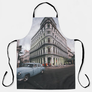 Blue Classic Vintage Car Cityscape              Apron