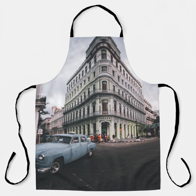 Blue Classic Vintage Car Cityscape              Apron (Front)