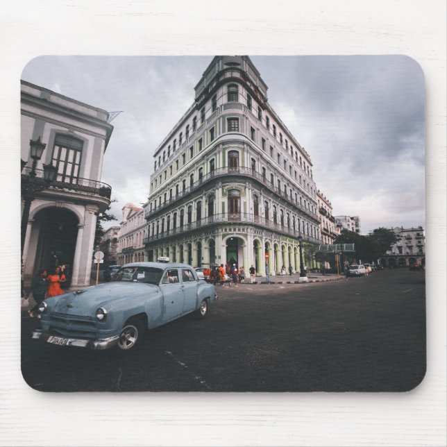 Blue Classic Vintage Car Cityscape          Mouse Mat (Front)