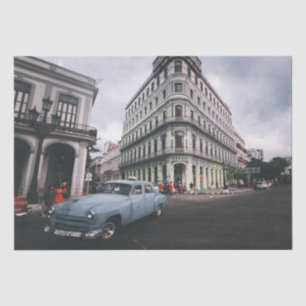 Blue Classic Vintage Car Cityscape Tissue Paper