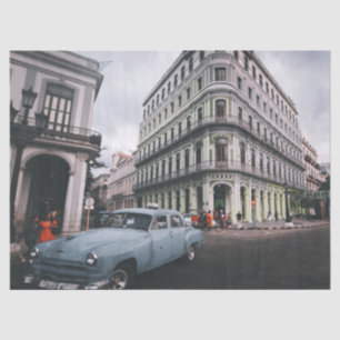 Blue Classic Vintage Car Cityscape       Tissue Paper