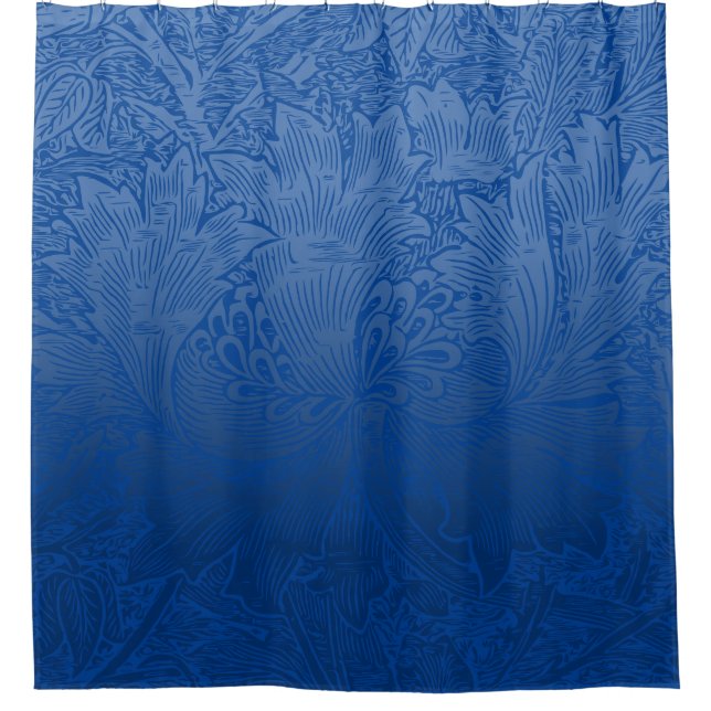 Blue Classic William Morris Floral Shower Curtain (Front)