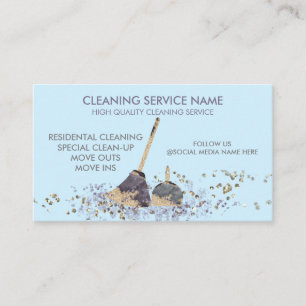 Blue Classy Dirty Janitorial Cleaning Service Business Card
