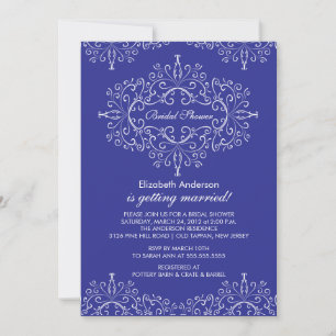 Blue Classy Frame Bridal Shower Invitation