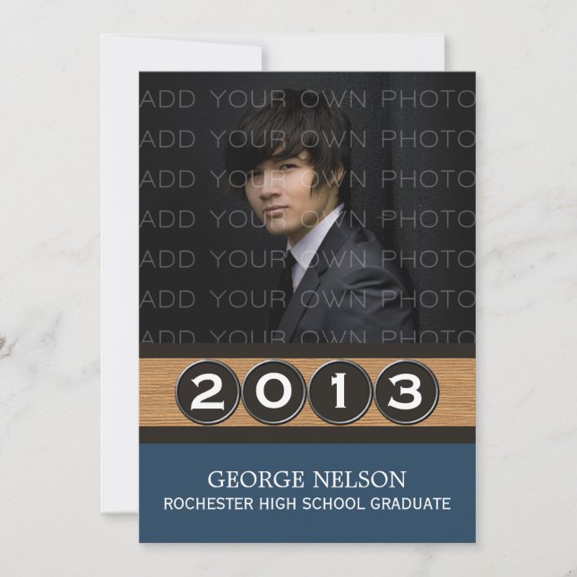 Blue Classy Keys Graduation Invitation (Front)