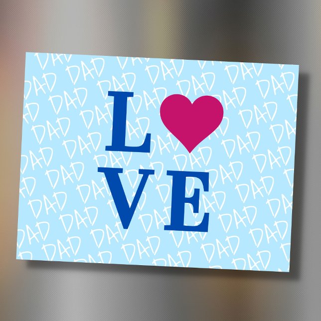 Blue Classy LOVE DAD Postcard (The background text template can fit 2 or 3 upper case letters, maybe 1 or 2 more with lower cases.)