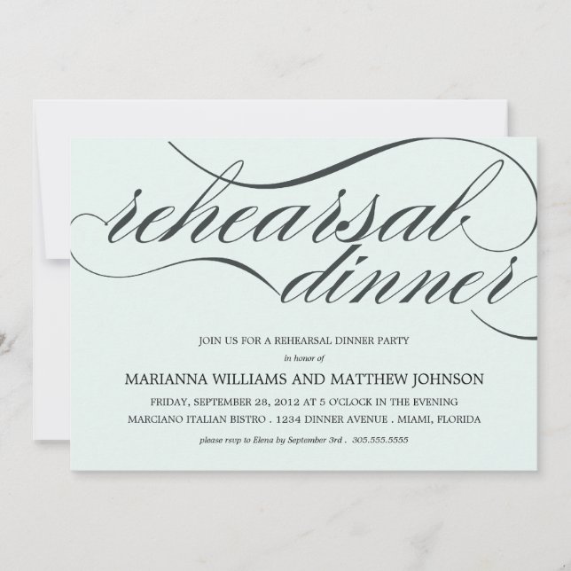 BLUE CLASSY REHEARSAL DINNER | PARTY INVITATION (Front)