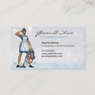 Blue Clean Salute Cleaner Cleaning Lady Service Business Card
