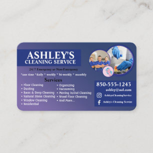 blue Cleaning Service Business Card