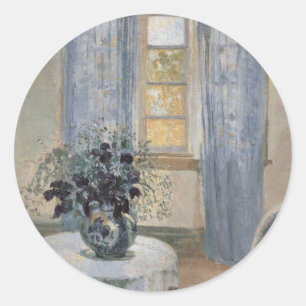 Blue Clematis in the Artist's Studio, Anna Ancher Classic Round Sticker