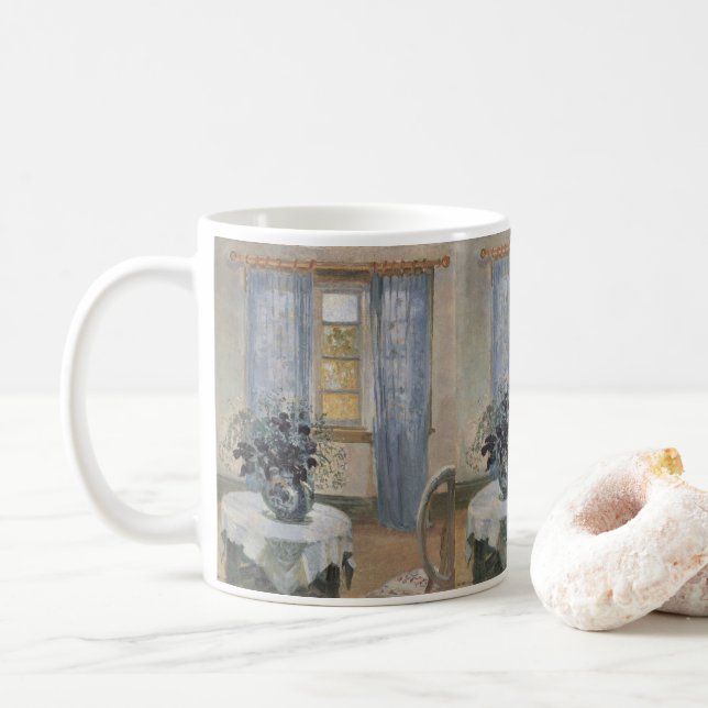 Blue Clematis in the Artist's Studio, Anna Ancher Coffee Mug (With Donut)