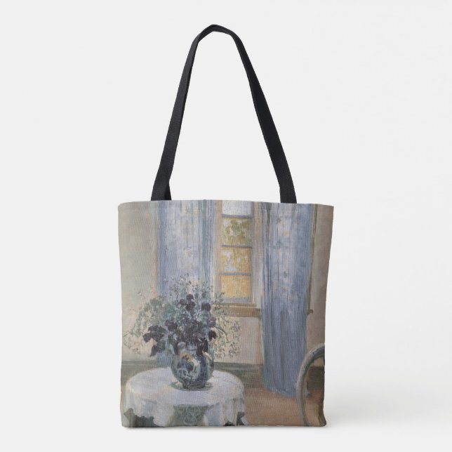 Blue Clematis in the Artist's Studio, Anna Ancher Tote Bag (Back)