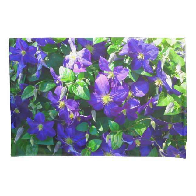 Blue Clematis Pillow Case (Front)