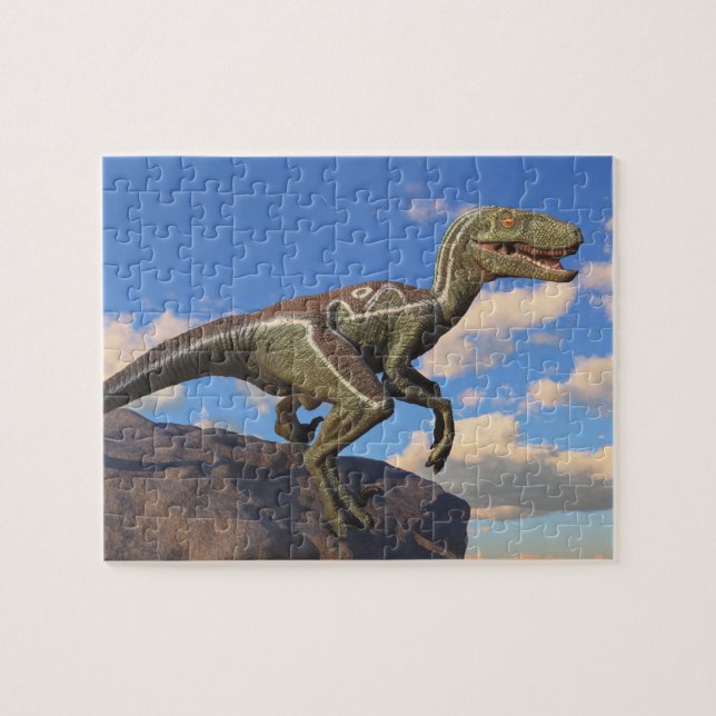 Blue Clever Girl Velociraptor dinosaur Jigsaw Puzzle (Horizontal)